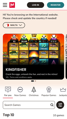 Maria Casino Mobile Homepage