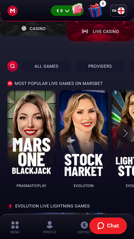 Marsbet Casino mobile Live dealer