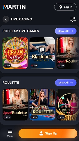 Martin Casino Live Dealer Mobile