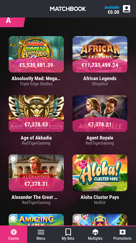 Matchbook Casino Mobile Games