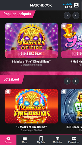 Matchbook Casino Mobile Jackpot