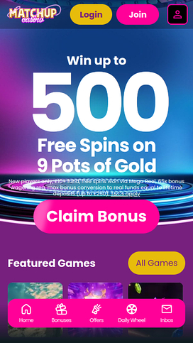 Matchup Casino Mobile Homepage