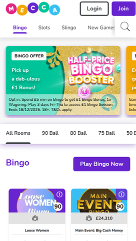 Mecca Bingo Casino mobile Bingo