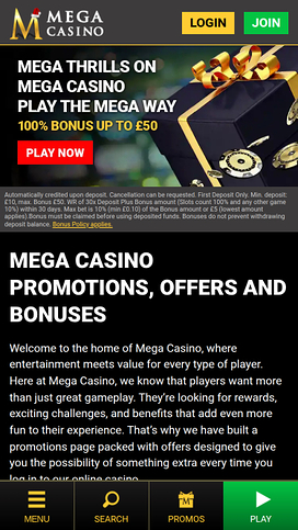 Mega Casino Mobile Promotions