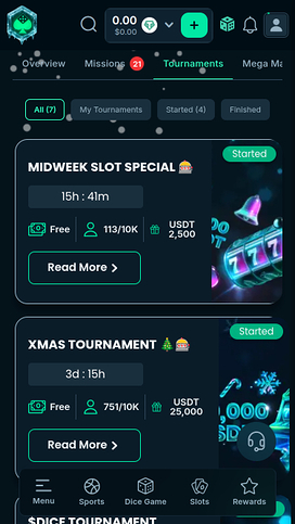 Mega Dice Casino Mobile Tournaments