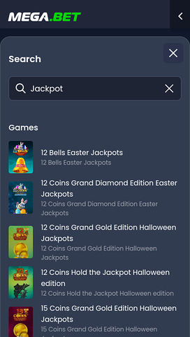 Mega.Bet Casino desktop Jackpot