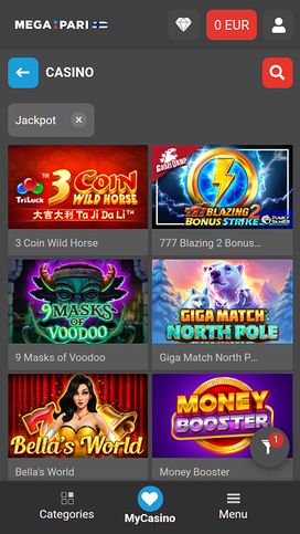 Megapari Casino Mobile Jackpot