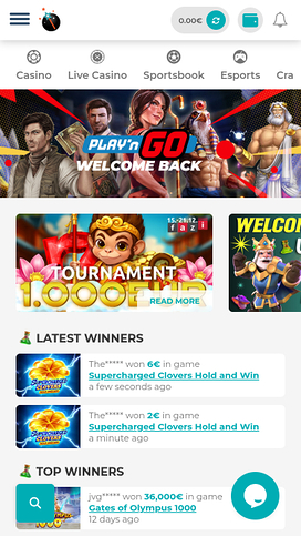 Merlin Casino Mobile Homepage
