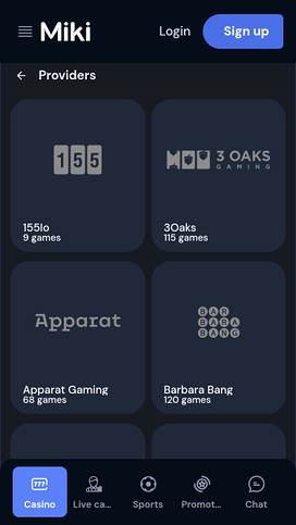 Desarrolladores de juegos de casino Miki para móviles