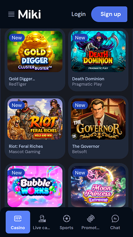 Juegos de casino Miki para móviles