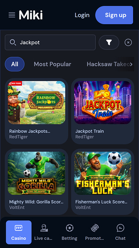 Jackpot móvil del casino Miki