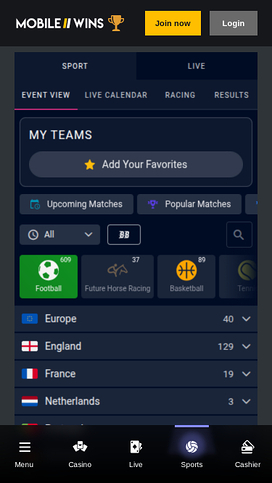 MobileWins Casino Mobile Sportsbook