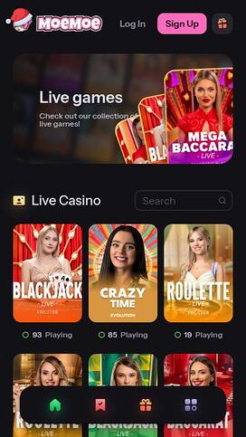 MoeMoe Casino Live Dealer Mobile
