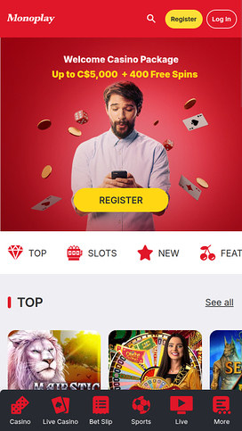MonoPlay Casino Homepage Mobile