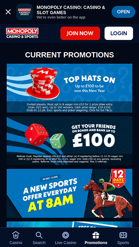 Monopoly Casino Mobile Promotions