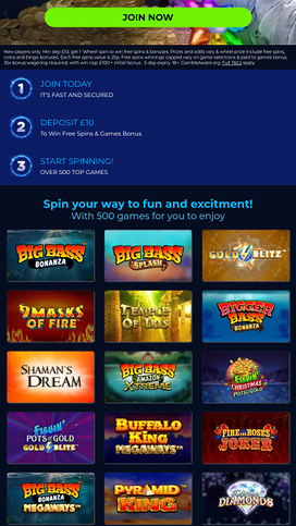 Moon Games Casino Mobile Homepage