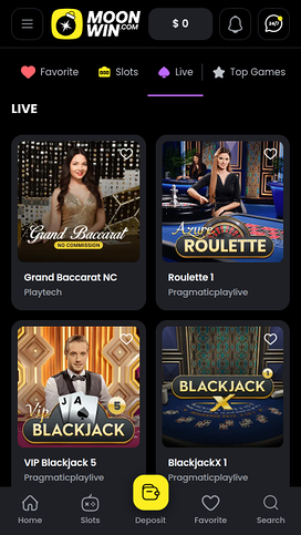 Moonwin Casino Mobile Live dealer