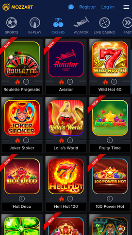 Mozzart Casino Mobile Games