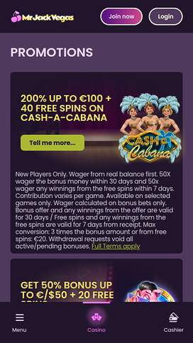 Mr Jack Vegas Casino Mobile Promotions