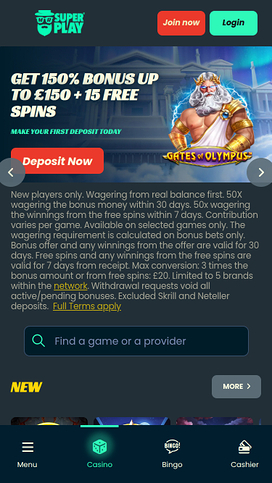 Mr SuperPlay Casino Mobile Homepage 