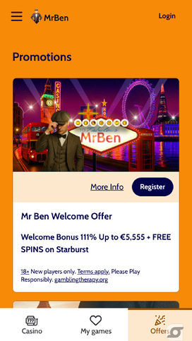 Promotions screenshot of MrBen Casino for Mobile