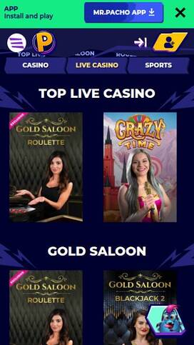 Live mobile page screenshot of MrPacho Casino
