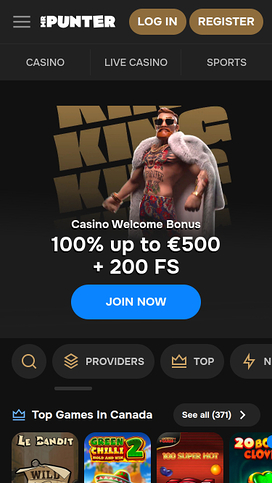 Página de inicio móvil del casino MrPunter
