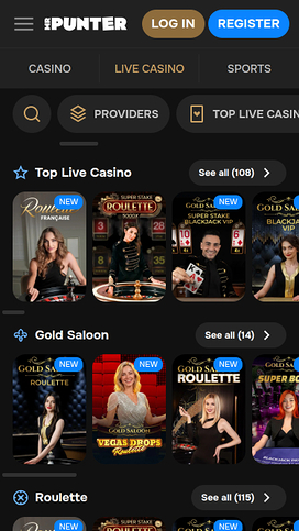 Casino móvil MrPunter con crupier en vivo