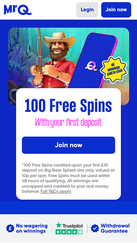 MrQ Casino Mobile Homepage