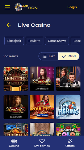 Live Dealers screenshot of MrRun Casino for Mobile