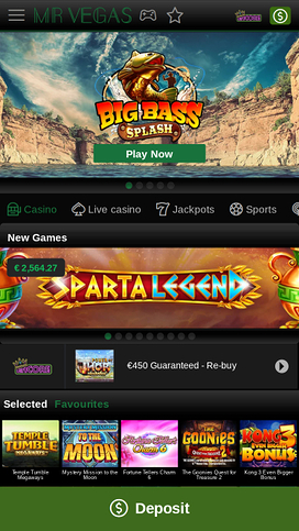MrVegas Casino Mobile Homepage