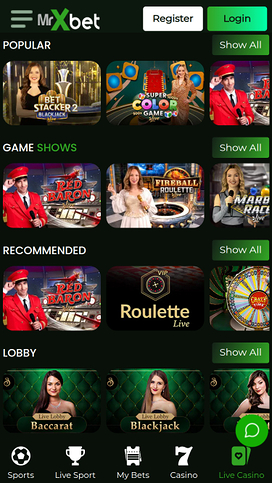 MrXbet Casino Mobile Live Dealer