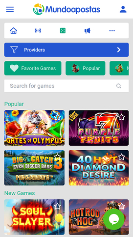 Mundoapostas Casino Mobile Homepage