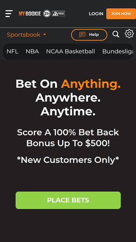 MyBookie Casino Mobile Homepage