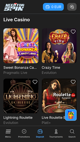 Need for Spin Casino Mobile Live dealer