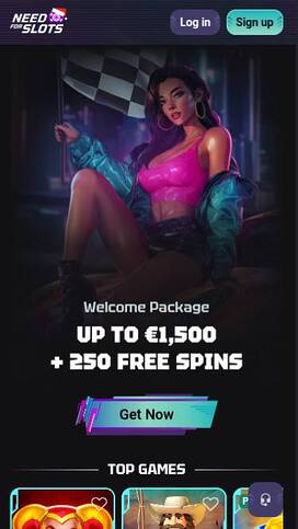 Homepage mobile screenshot of Need for Slots Casino