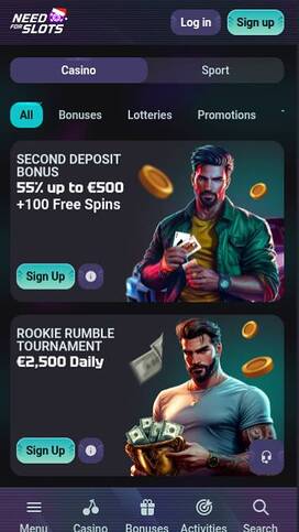 Promotions mobile page screenshot of Need for Slots Casino