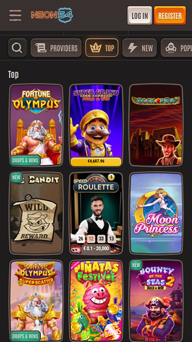 Neon54 Casino Mobile Games