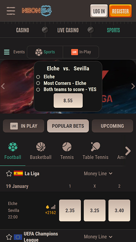 Neon54 Casino Mobile Sports