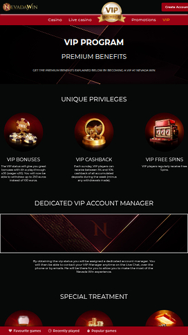 NevadaWin Casino Mobile VIP Program