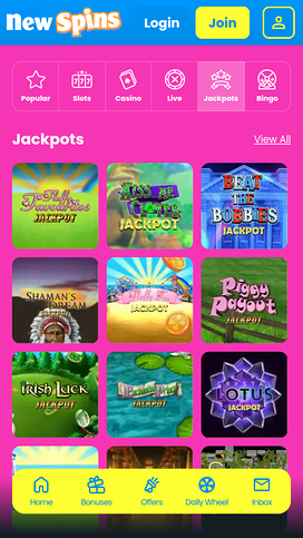 New Spins Casino Mobile Jackpot