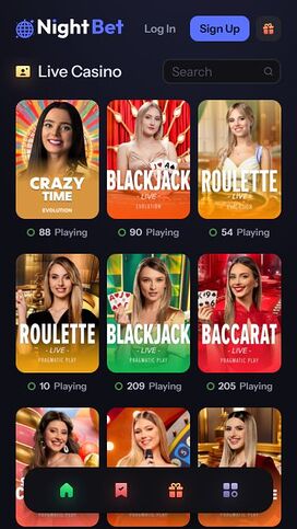 Casino móvil NightBet con crupier en vivo