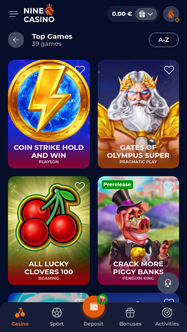 Nine Casino Mobile Games