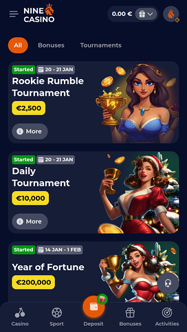 Nine Casino Mobile Promotions