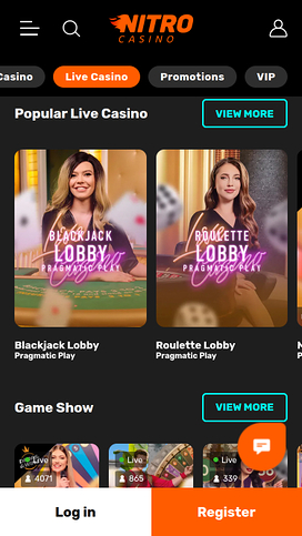Nitro Casino Mobile Live dealer