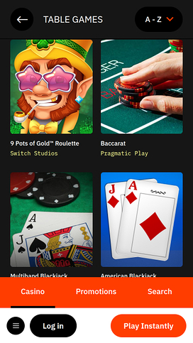 Nopein Casino Mobile Table Games