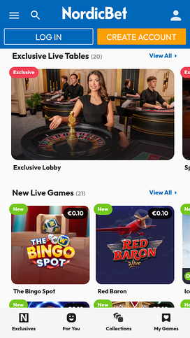 NordicBet Casino Mobile Live Dealer