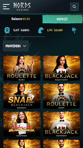 Casino móvil con crupier en vivo de Nords
