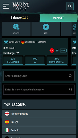 Apuestas deportivas móviles de Nords Casino