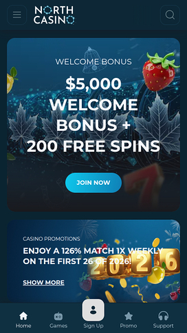 North Casino Mobile Homepage